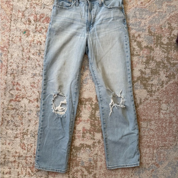 Madewell Denim - Madewell Light Blue Distressed Straight Leg Jeans